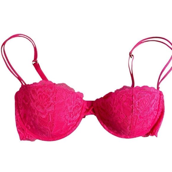 Express Intimates 34D Hot Pink‎ Lacy Barbie Shelf Bra - Picture 1 of 5